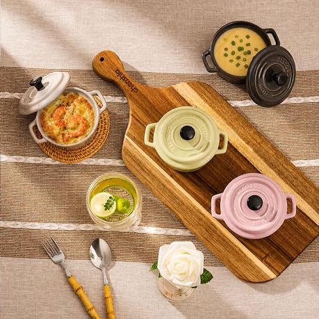 220ml Ceramic Ramekin Dishes with Lids (Set of 4)