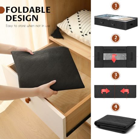 Chenshia 90L Underbed Storage Containers Clothes Blankets Winter & Handles - Grey