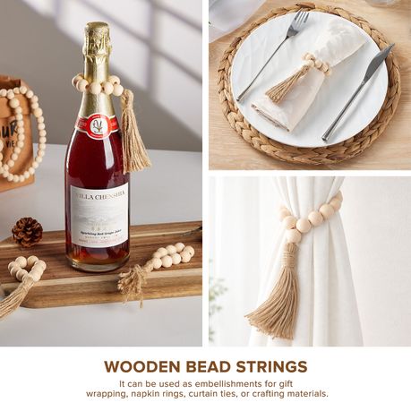 Natural Wood Bead Garland Boho Decor