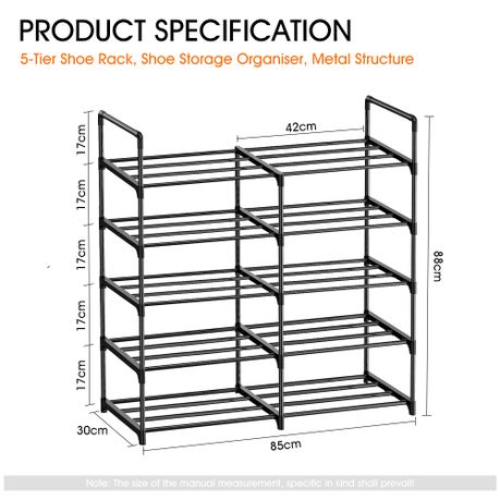 Chenshia 5-Tier Shoe Rack,Double Row Durable Stainless Steel shoe Organiser