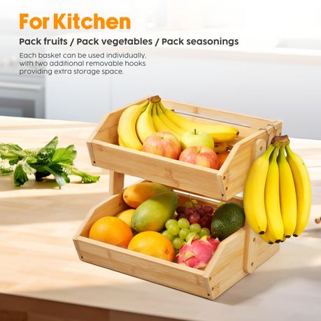 2-Tier Bamboo Countertop Organizer Storage Rack