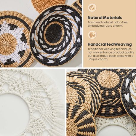 11-Piece Boho Handwoven Basket Wall Decor Dining Tabletop Placemats