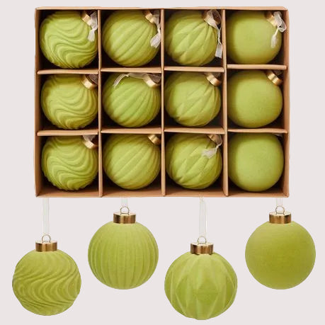 Chenshia 12Pc Velvet Pendant Decor Ball Shatterproof Ball Ornament Set