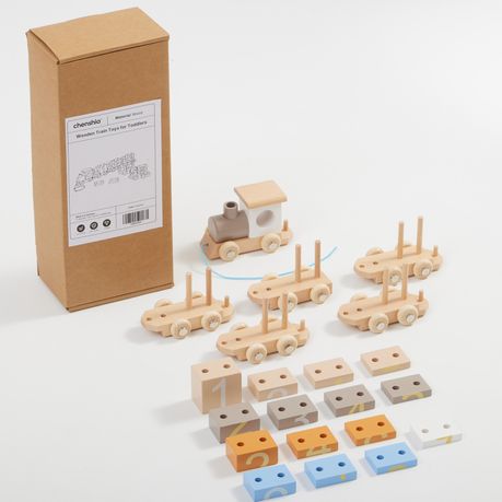 Chenshia 21Pc Train Set Wooden Colour Play & Learn to Count Blocks Toddlers