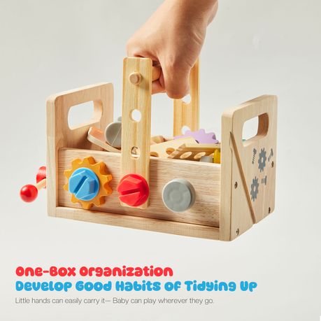 Wooden Toddler Tool Set Box Montessori Bench Construction