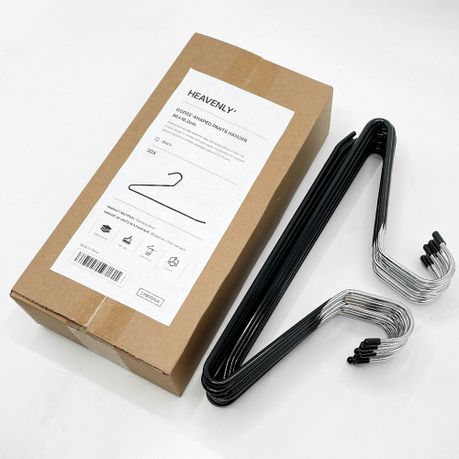 Open-Ended Rubber Coated Pant Hangers - 20-Pack