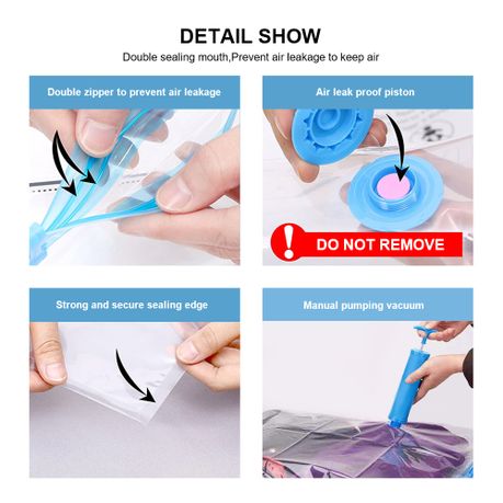 5Pc Vacuum Storage Bags with Manual Hand Pump