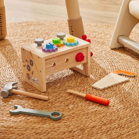 Wooden Toddler Tool Set Box Montessori Bench Construction