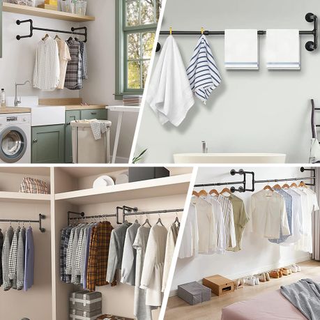 2-Pack Wall-Mount Industrial Pipe Clothes Rack