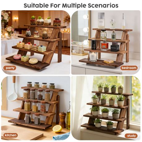 Chenshia 4-Tier Wooden Cupcake Stand Party Dessert Riser Table Display Shelf
