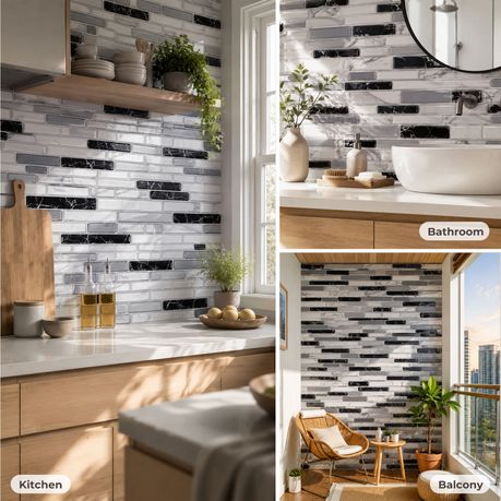 Peel and Stick 3D Mosaic Wall Tiles | 10 Sheets | 30 × 30 cm