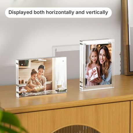 Chenshia 2Pc Acrylic Photo Frame Magnetic Dual-Sided Desktop Picture Frame