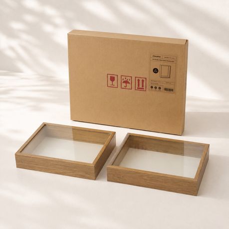 2pc A4 Double-Sided Glass Display - Light Brown