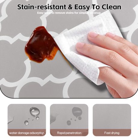 Grey Non-Slip Absorbent Floor Mat Set - 50x80cm & 50x160cm Runner