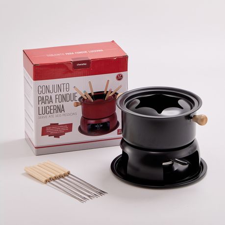 Chenshia 1.5L Fondue Set Non-Stick Chocolate & Cheese Hot Pot & 6 Fork Set