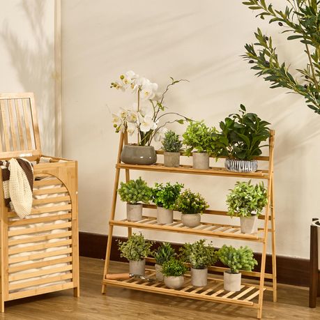 3-Tier Plant Stand Wooden Flower Pot Rack 3 - Foldable