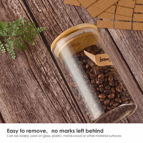Waterproof Cork Labels 132pc Stickers with Pen for Organizing-2 SIZE