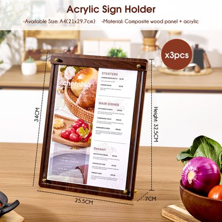 Acrylic Sign Holder A4 - 3 Pack