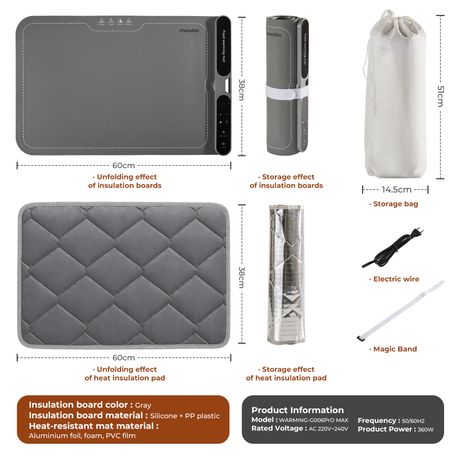 Chenshia Electric Food Warmer Mat Set Silicone Large & Foldable Buffet Tray