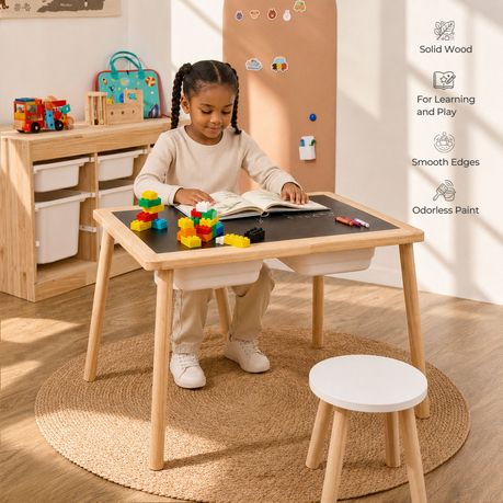 Wooden Kids Sensory Activity Table Set