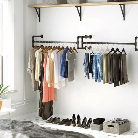2-Pack Wall-Mount Industrial Pipe Clothes Rack