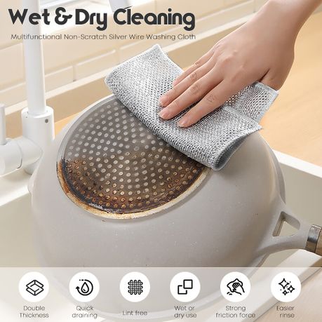 10-Pack Non-Scratch Dishcloth Set - Steel Mesh Cleaning Cloths