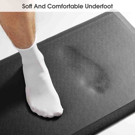 Black Anti-Fatigue Kitchen Floor Mat 75x44cm