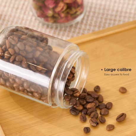 Chenshia 4Pc Overnight Oat Jars Airtight Container Bamboo Lid Glass Food Storage - 470ml