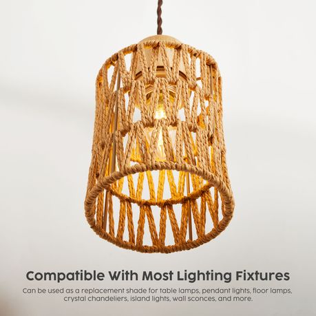 3-Piece Handcrafted Woven Rattan Lampshade Light Cover & Home Decor