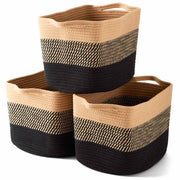 Black & Brown Cotton Rope Storage Basket Set (3 Piece)