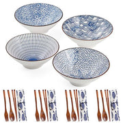 Chenshia 16pc Japanese Ramen Bowl Set 800ml & Wood Cutlery Kit