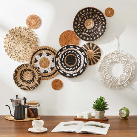 11-Piece Boho Handwoven Basket Wall Decor Dining Tabletop Placemats