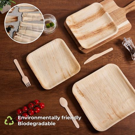 Disposable Biodegradable Palm Leaf Tray Set