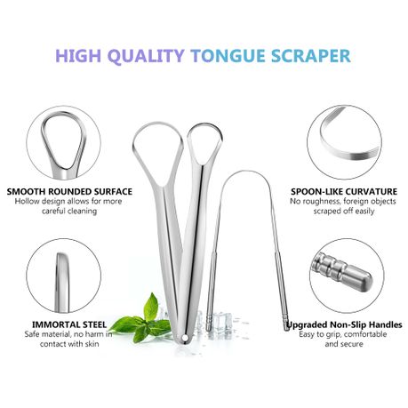 Stainless Steel Tongue Scraper Superior Oral Hygiene Set