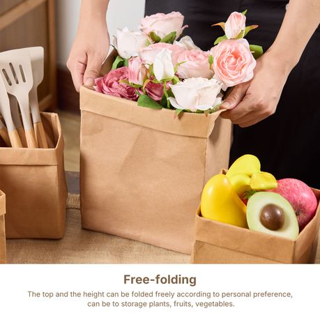 5Pc Washable Kraft Paper Storage Bags