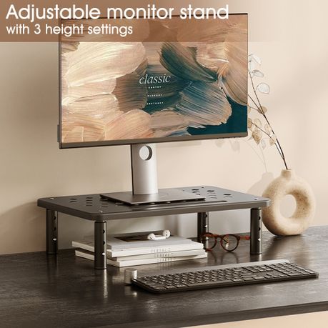Height-Adjustable Monitor & Laptop Stand | 3-Level Riser | 37 × 23 cm | 2-Pack