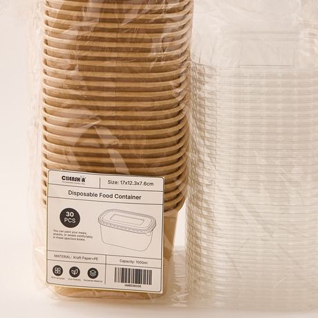 30Pc Kraft Paper Food Containers
