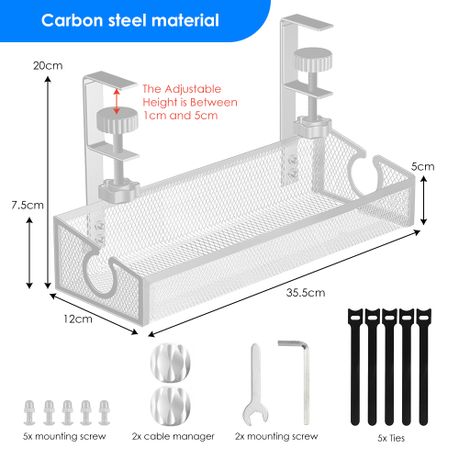 Cable Management Organizer Rack Under Desk Tray Cord Organizer
