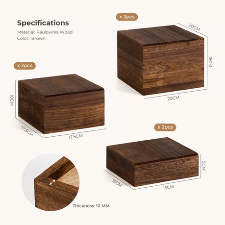 Wooden Dessert Display Riser Set - 3 Sizes (6 Pack)