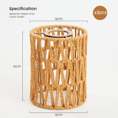 3-Piece Handcrafted Woven Rattan Lampshade Light Cover & Home Decor