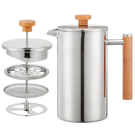 1L Stainless Steel French Press Coffee Maker - Silver