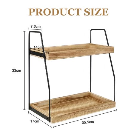 2-Tier Wooden Countertop Organizer Rack