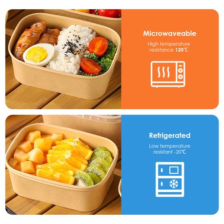 30Pc Kraft Paper Food Containers