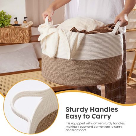 90L Cotton Rope Laundry Basket - White
