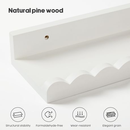 Wooden Wall-Mounted Floating Bookshelf - 4-Pack