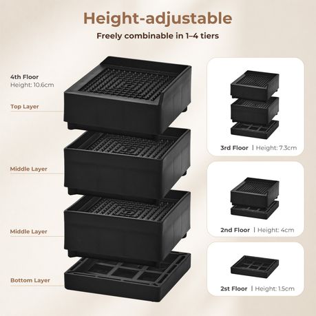 4pc Heavy Duty Furniture Risers