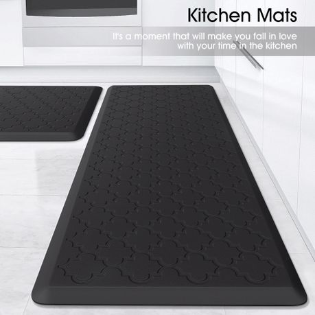 Waterproof Cushioned Kitchen Mat Floor Rug Set - Black