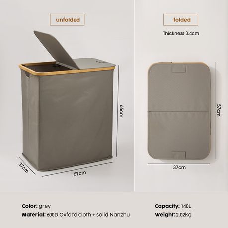 140L Double Laundry Hamper with Lid