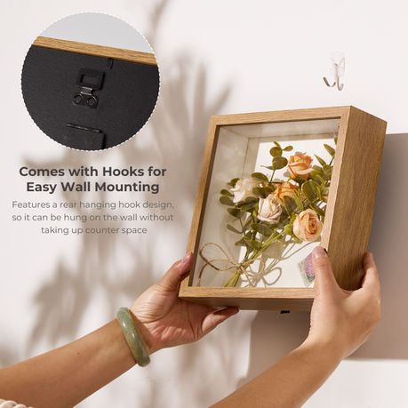 Brown 20cm Shadow Box Frame - 3D Deep Display Case (2 Pack)