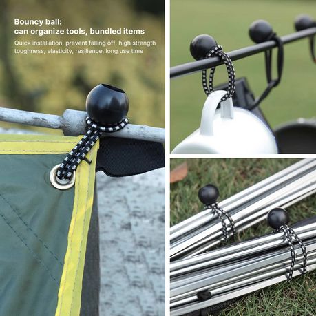 Tarp Clips Heavy Duty 12-Piece Camping Tent Clamps Bungee Ball Cord Set